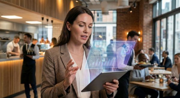 Salli working with a restaurant manager